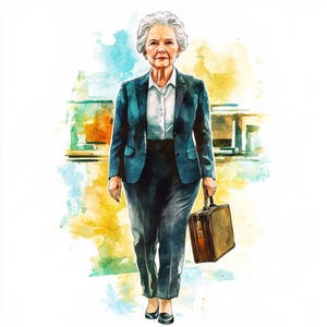 8 Imágenes prediseñadas de mujer mayor, contador de oficina, imágenes prediseñadas de persona mayor, acuarela imprimible, PNG de alta calidad, descarga digital, manualidades, revistas basura