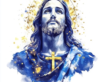 8 imágenes prediseñadas de Jesús, diseño gráfico moderno, imágenes prediseñadas de acuarela, PNG de alta calidad, retrato digital cristiano de Jesús, manualidades de papel, diario basura