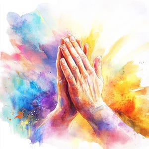 Imágenes prediseñadas de 8 manos en oración, imágenes prediseñadas de manos de adoración a Dios, imágenes de acuarela coloridas, PNG imprimibles de alta calidad, manualidades de papel, revistas basura