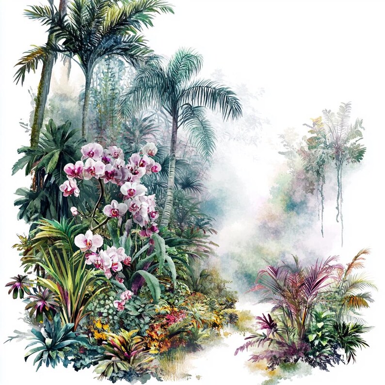 8 Tropical Clipart Rainforest Clip Art Jungle Clipart Watercolor ...