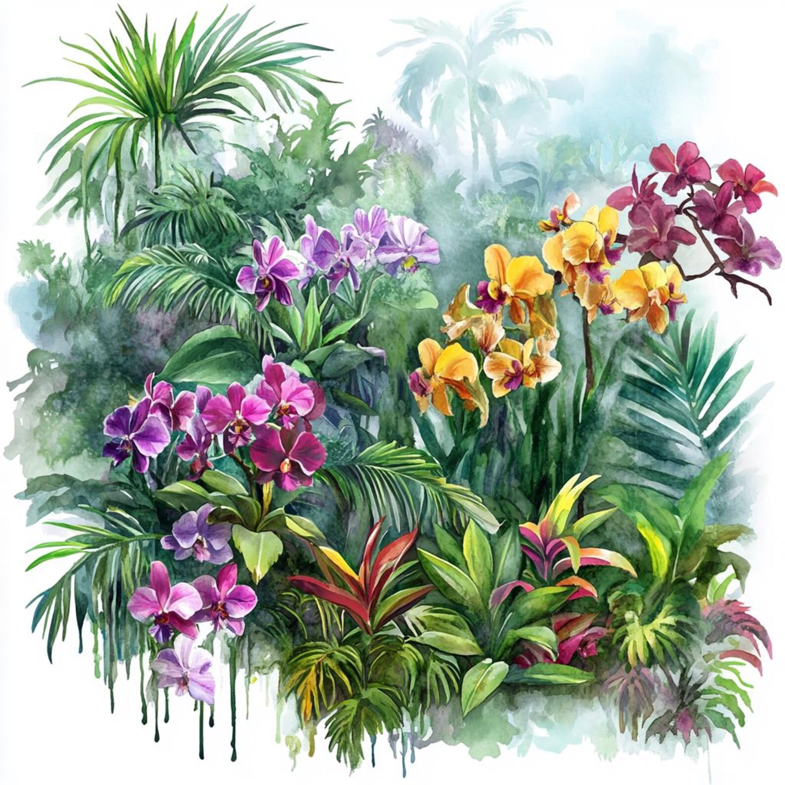 8 Tropical Clipart Rainforest Clip Art Jungle Clipart Watercolor ...