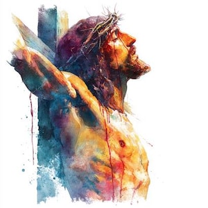 8 Jesus Crucifixion Clipart Watercolor Printable Jesus Clipart High Quality PNGs Paper Craft Junk Journal Card Making Mix Media Scrapbooking