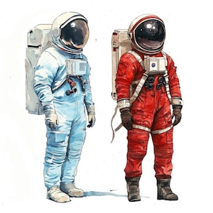 8 cliparts réalistes astronaute mignon astronaute Clipart imprimable fichier numérique PNGs haute qualité artisanat papier journaux indésirables