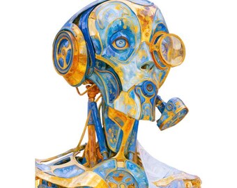 16 Female Robot Clipart, Cybernetic Human Futuristic Cyborg AI, Steampunk, Watercolor, High Quality PNGs, Junk Journals Pages, Paper Crafts
