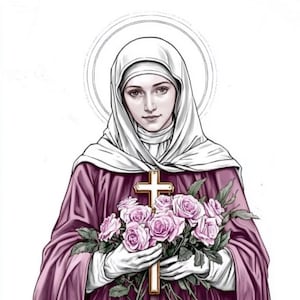 4 Heilige Rita von Cascia Bestätigung PNG Clipart Bundle Digitaler Download Linie Kunst Glaube Papier Handwerk Junk Journal Christlich-Katholische Heilige