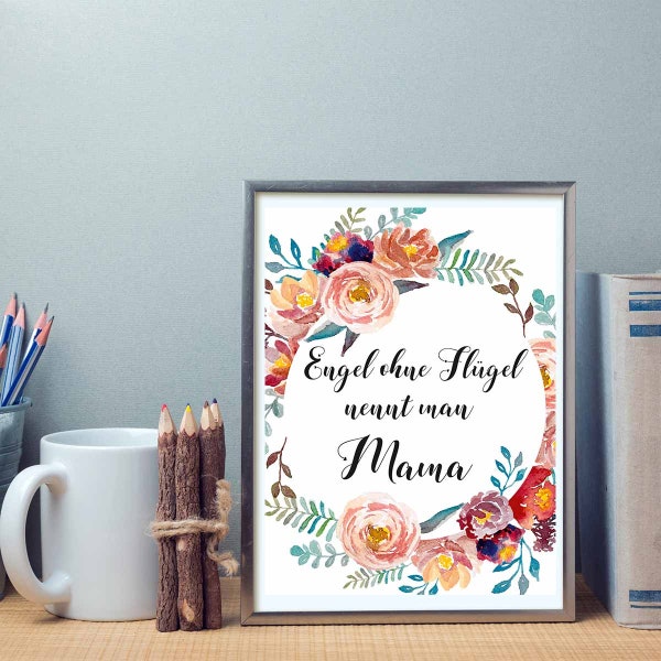 German Muttertag Mutter Plakat Mutter Print Mutter Poster Danke Thank you für Mama Mutti mothers day Muttertag druckbare für Wand for Wall