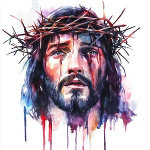 8 Clipart della corona di spine di Gesù. Gesù Cristo sulla croce. Acquerello della passione di Cristo. Pacchetto di download digitale. Carta artigianale. Riviste spazzatura.
