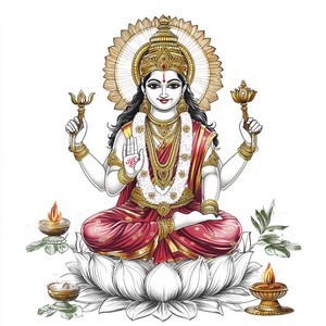 8 Lakshmi PNG Clipart Hindu Goddess Clip Art Hindu Gods Lakshmi Print Digital Download Watercolor Design Bundle Paper Crafts Junk Journals