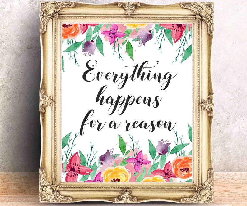 Everything happens for a reason sign Modern Calligraphy Etsy