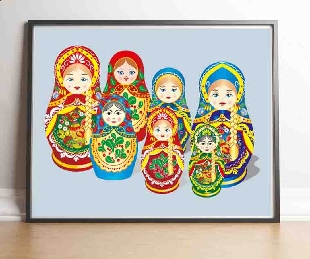 Matryoshka Russian Doll Printable Cute Printable Nursery Printable Doll Print Nursery Decor ...
