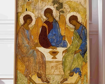 Holy Trinity Icon DIGITAL DOWNLOAD Andrei Rublev Traditional Christian Print Greek Orthodox Icon Vintage Byzantine Wall Art Angels Picture