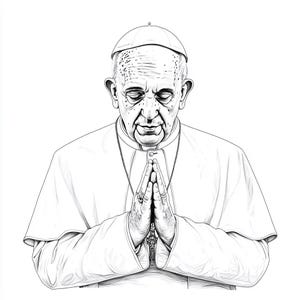 4 Papa Francisco Impressão Digital Comercial Clip Art Desenho de Linha Retrato Arquivo Laser Igreja Retrato Preto e Branco Papel Artesanal Diários de Lixo
