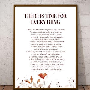 Eclesiastés 3:1-8, Hay tiempo para todo, Versículo bíblico de otoño imprimible, Descarga instantánea de las Escrituras, Póster bíblico con pasaje completo