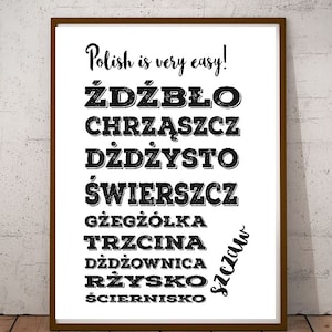 Polish Language Poster, Gift from Poland, Polish Sayings Phrases Quotes Inspirational Poster Printable, Typography Wall Art Print Items Sign