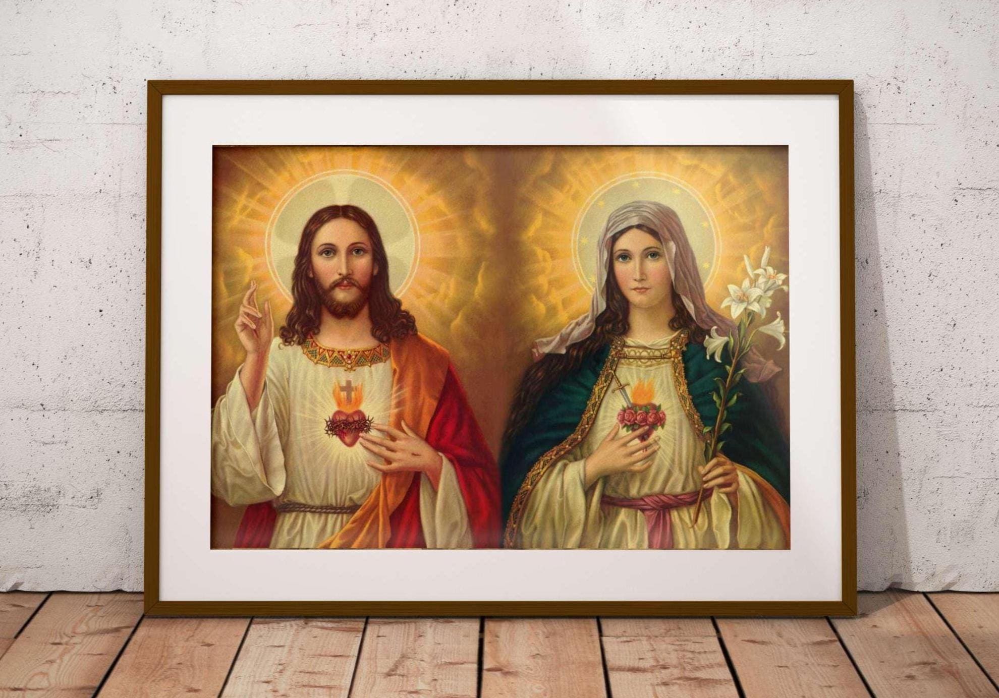 Rahmenbild Sacred Heart – Religiöse Wandkunst Im Holzrahmen, 70,5 X 50,8 Cm