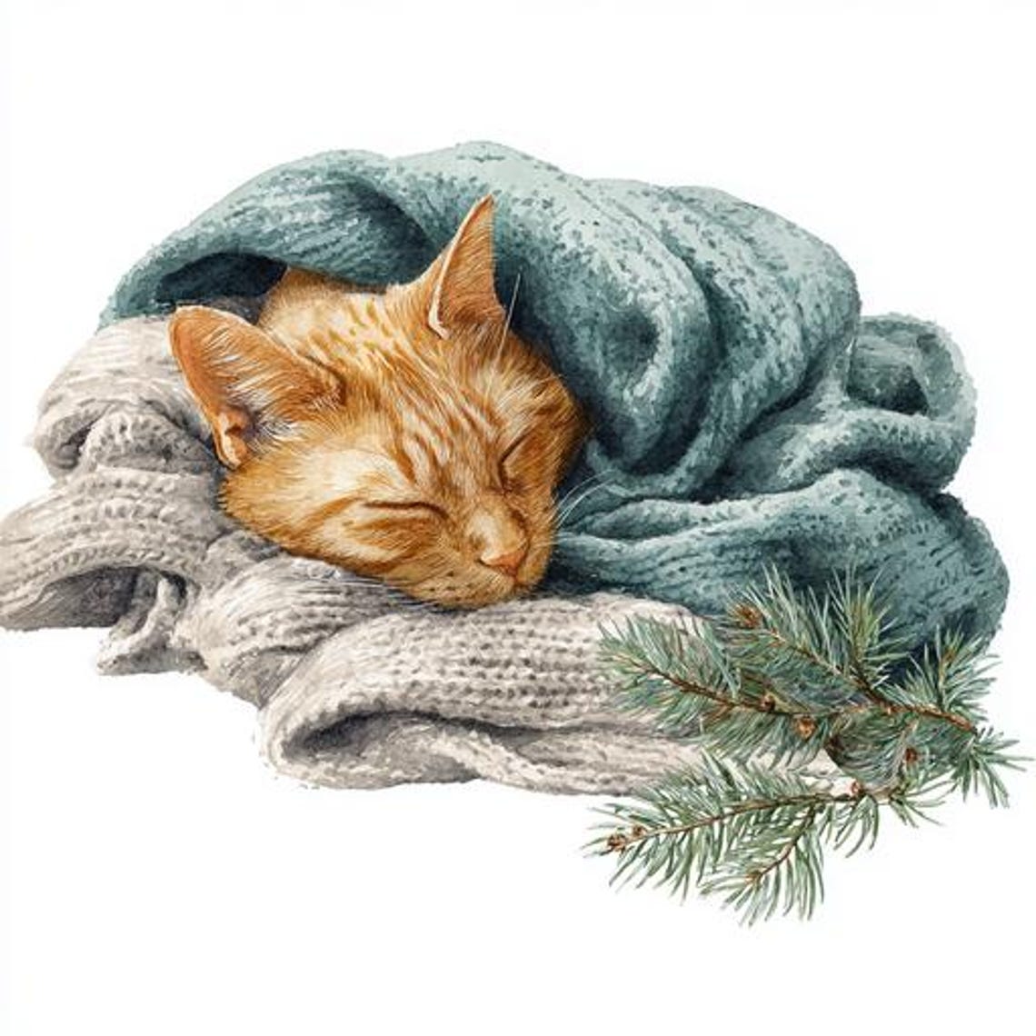 8 Cat Sleeping Kitten Clipart, Watercolor Printable, Digital Download ...
