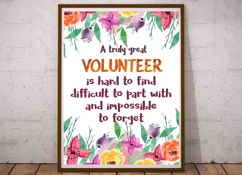 Volunteer Appreciation Printable Gift for Volunteers Etsy