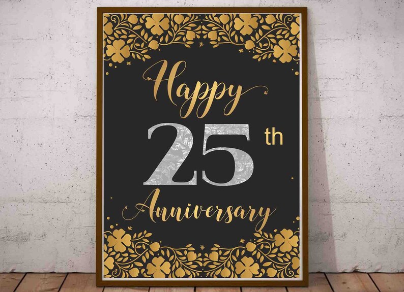 Happy Anniversary Printable Anniversary 25 Year Banner | Etsy