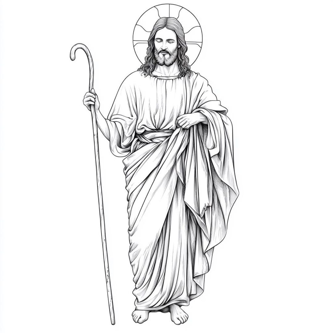 4 Jesus Christ Clipart Line Drawing Art Jesus Single Line Art Black and ...