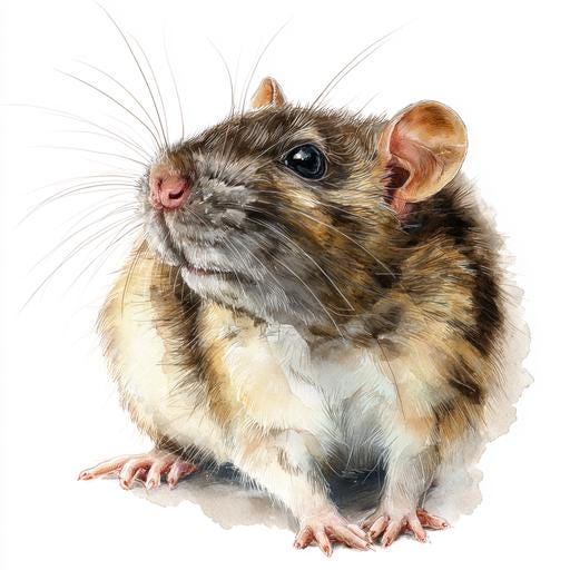 8 Rat Cartoon 8 Rat Clipart Printable Watercolor Domestic Animals Digital Download ...