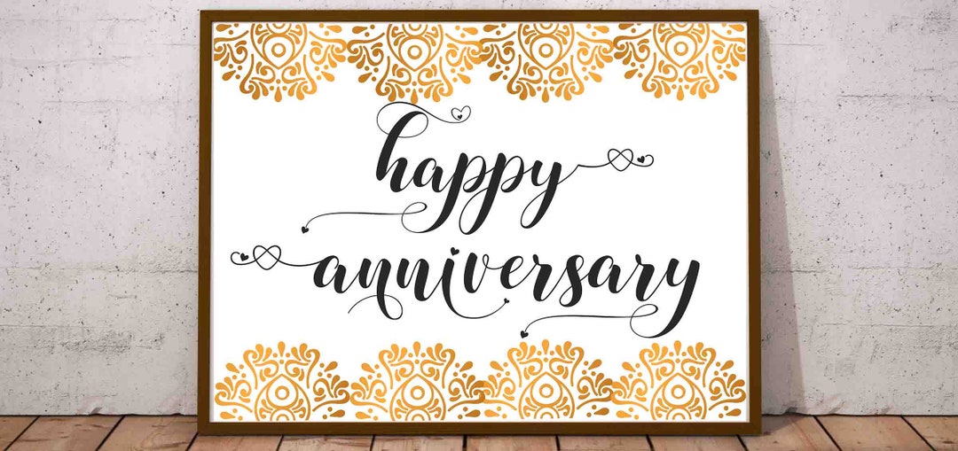 Happy Anniversary, Printable Anniversary, Black and White, Anniversary ...