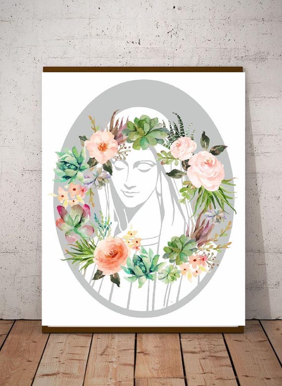 Virgin Mary Print Mother of God Virgin Mary Printable Blessed Virgin Mary Our Lady Prayer Print Prayer Printable Virgin Mary Portrait Print