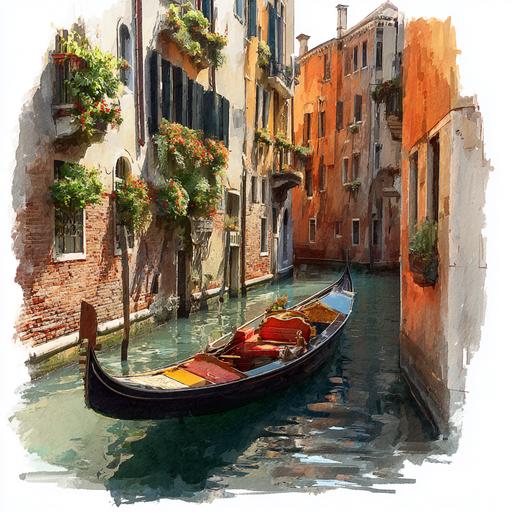 8つのヴェネツィアの水彩画クリップアート、イタリアの風景画の水彩画