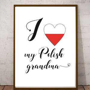 Polish Grandma Print Poland, I love Babcia Gift Idea, Family Gift, Polish Wall Art Polish Poster, Polish Grandmother, Polish Babcia, Polski