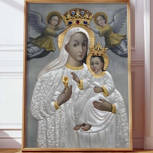 Our Lady Virgin Mary Digital Print Wall Art Vintage Poster Madonna and Child Jesus Painting Icon Instant Download Printable Home Decor