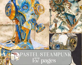 Whimsical Clockwork Fantasy Junk Journal Pages Steampunk Wallpaper Gear Industrial Backgrounds Scrapbook Paper Vintage Mechanical Ephemera