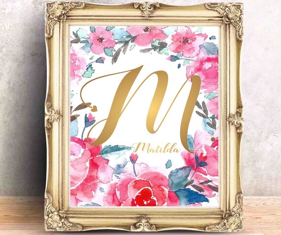 Gold Calligraphy Names M Is For Matilda Baby Girl Name Baby Etsy