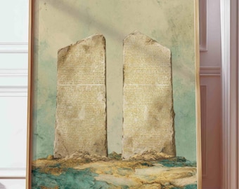 Póster de los Diez Mandamientos, arte mural bíblico minimalista, historia de Moisés, impresión de tablas de piedra, decoración religiosa cristiana para el hogar, Biblia del Antiguo Testamento