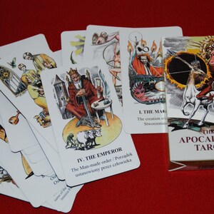 Tarot card deck for fortune telling. Illustrated tarot deck. Tarot card set. Wheel of fortune. Tarot cards full deck