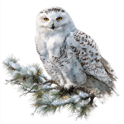 8 Snowy Owl Clipart, Winter Forest Birds Watercolor Printable, Card Making, High Quality PNGs, Paper