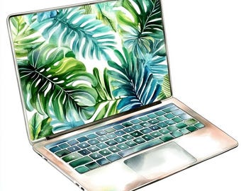 8 Blumen Laptop Computer Clipart Aquarell Digital Printable hohe Qualität PNGs Sofortiger Download Junk Journals Papierhandwerk Scrapbooking Kunst