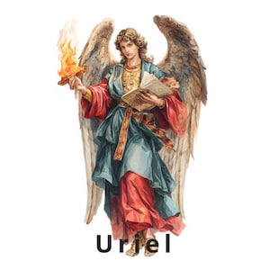 8 Watercolor Archangels Clipart Set: Michael Gabriel Raphael Uriel Jophiel Metatron Zadkiel Chamuel PNGs Digital Download Junk Journal Craft