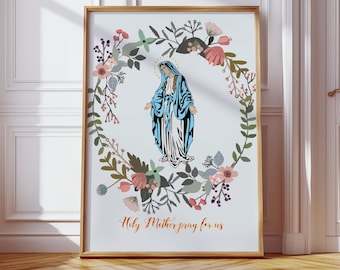 Virgin Mary Print Blessed Virgin Mary Prayer Poster Virgin Mary Poster Prayer Print Prayer Printable Virgin Mary Portrait Holy Mary Blessed