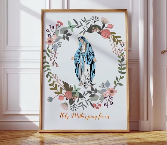 Virgin Mary Print Blessed Virgin Mary Prayer Poster Virgin Mary Poster Prayer Print Prayer Printable Virgin Mary Portrait Holy Mary Blessed
