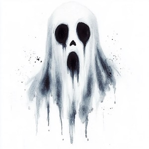 8 Clipart visage fantôme de la mort Halloween aquarelle Ghostface fichier numérique effrayant travaux manuels imprimables journaux indésirables Scrapbooking PNG de haute qualité