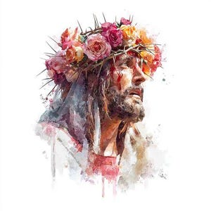 8 Jesus Crown of Thorns Clipart Jesus Christ on The Cross Christian Floral Art Watercolor Digital Download Paper Craft Junk Journal Crafting