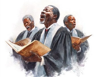 8 Church Gospel Choir Clipart, Watercolor Printable, Digital Download, Paper Crafts, PNG Images, Christian Journals, DIY, Commercial Use POD