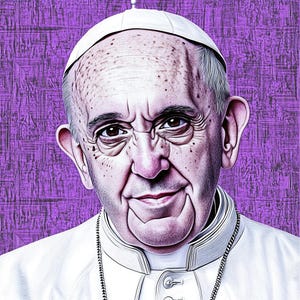 4. Ritratto del volto di Papa Francesco, stampa digitale, clipart commerciale, disegno al tratto, file laser, chiesa, carta in bianco e nero, diari spazzatura