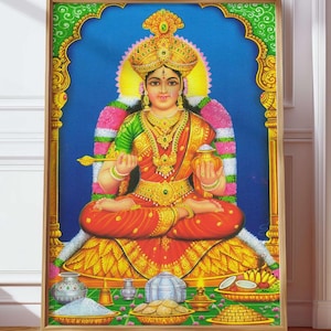 Goddess Lakshmi Annalakshmi Digital Print Vintage Hindu God Poster Religion Indian Instant Download Laxmi Paint Traditional Hinduism Decor
