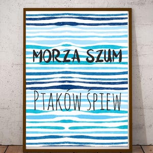 From Poland Polish Sayings Inspirational Quotes for Bathroom Restroom WC Living Room Decor Wall Art Blue Water Birds Sea Words Quotes Print