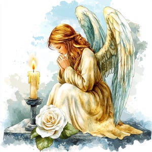 8 engel clipart op grafsteen Memorial begrafenis engel bidden clipart aquarel digitale afdrukbare hoge kwaliteit PNGs papier ambachten ongewenste Journal