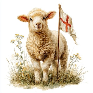 8 Clipart dell'Agnello di Dio, acquerello, stampabile, clipart cristiano, simbolo di Gesù, PNG di alta qualità, artigianato di carta, diario di spazzatura, domenica di Pasqua, clipart
