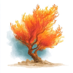8 Clipart Buisson ardent chrétien élément aquarelle feu sacré symbole Bible artisanat, projet de foi imprimable PNGs de haute qualité Junk Journal