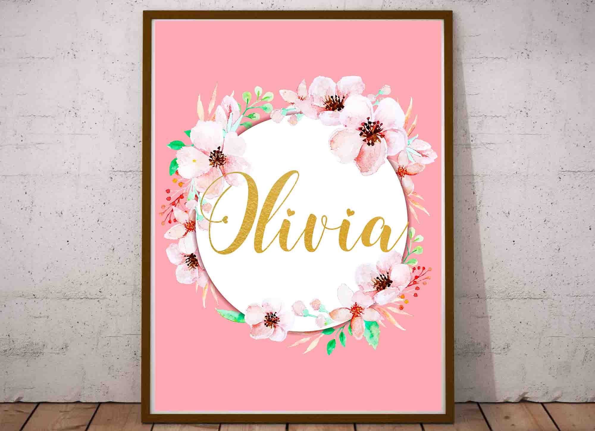 Olivia Name sign for Nurseryname printOlivia signName art Etsy