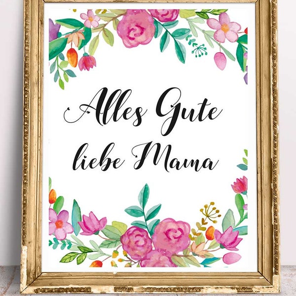 Geschenk zum Muttertag Mutter Plakat Danke Schön Poster German Wall Art Mama Mutti mothers day Muttertag druckbare Deutsch Kunstdruck Gift