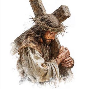 8 Jesus Christ Watercolor Clipart Printable Jesus Carrying the Cross Easter Jesus Clipart High Quality PNGs Paper Crafts Junk Journals Print